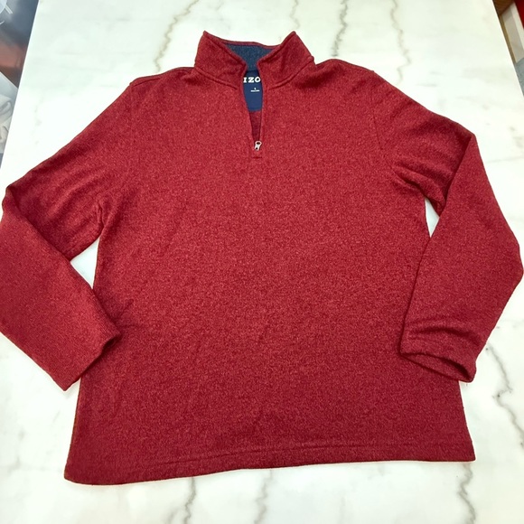 Izod Men's Zip Up Sweater in Rich Red - Picture 1 of 3